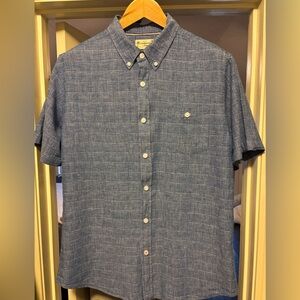 Weatherproof Vintage - SS - Blue - Large - Linen/Cotton - EUC